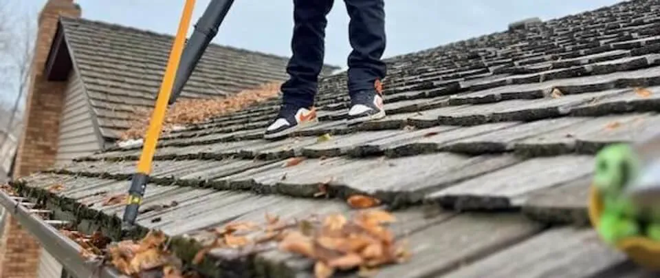 Gutter cleaning and downspout clearing on a Twin Cities home